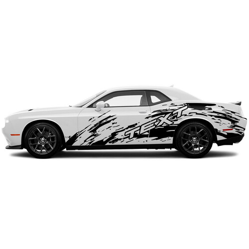 Custom Text Mud Splash Style Side Vinyl Decal Sticker for Dodge Challenger_1