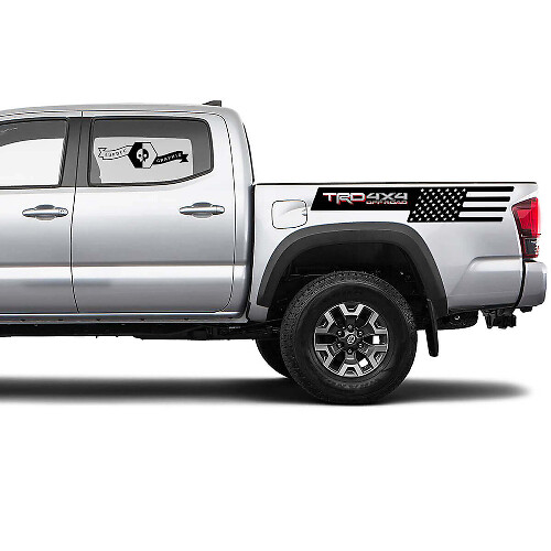 USA Flag TRD 4x4 Off-Road Bedside Vinyl Decal Sticker for Toyota Tacoma