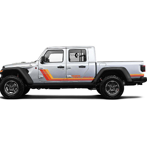 Retro Style 4x4 Off-Road Side Stripes Vinyl Decal Kit for Jeep Gladiator