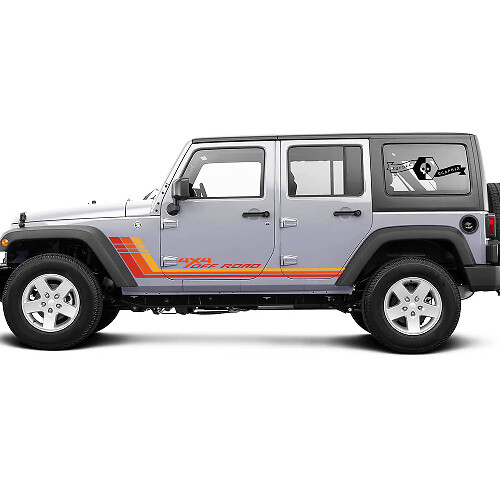 Jeep Rubicon Retro Vintage 4x4 Off-Road 4 doors racing stripe kit sport Off Road Graphic Kits
