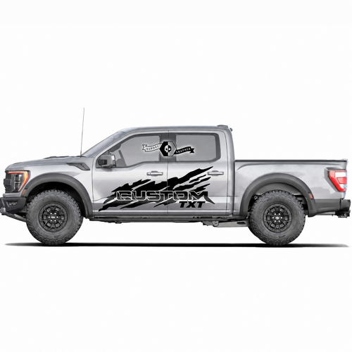 CUSTOM TXT Rising Slash Pair Door Vinyl Decal Sticker for Ford F-150 2022