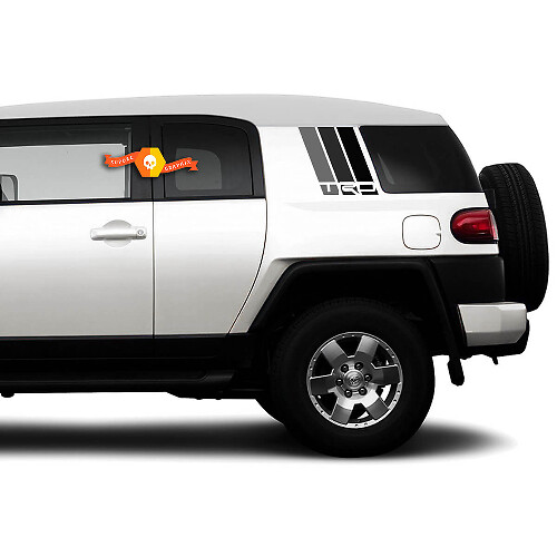 Pair of Three Colours Old School Toyota FJ Cruiser TRD Stripes Side Vinyl Decals Stickers for Toyota FJ Cruiser -- Three Exterior Colours - Monochrome
