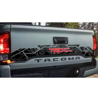 TRD 4x4 PRO Sport Off Road Topographic Map Tailgate Vinyl Stickers Decal fit to Toyota Tacoma 16-21
