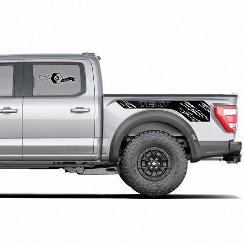 Custom Text Distressed Logo Side Bed Graphics Decal Sticker Pair for Musclecar truck power truck 2020-2022 11393
