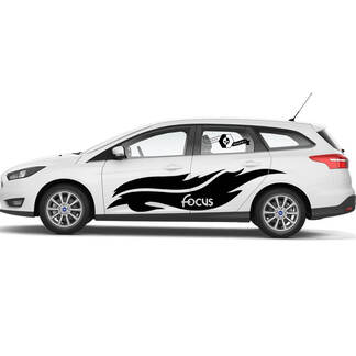 Pair Ford Focus  Side Doors stripes Wrap decals Graphic Kit
