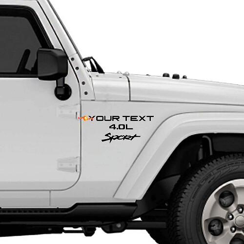 Custom 4.0 Sport Style Front Fender Vinyl Decal Sticker for Jeep Wrangler