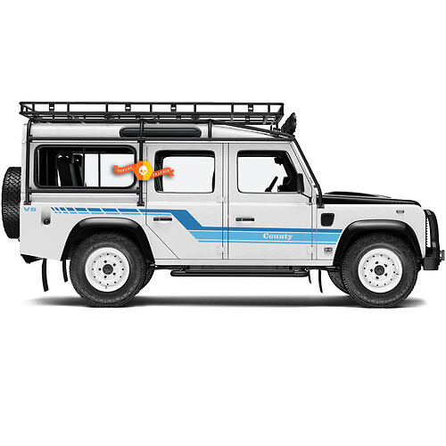 Land Rover Defender 110 -- Custom text - County- decal Sticker Side doors - Ice edition - Decal For Land Rover Defender 110

