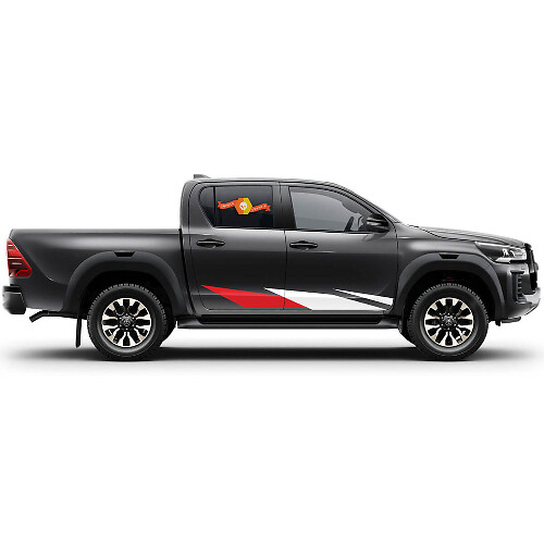 Pair Toyota Hilux 2022 Rally Doors Stripe Side Splash Rocker Panel Vinyl Stickers Decal Graphic
