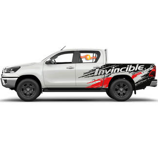 Pair Toyota Hilux 2022 Rally Distressed Side Splash Invincible Bed Vinyl Stickers Decal Graphic

