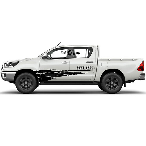 Pair Toyota Hilux 2022 Rally Doors Stripe Side Splash Distressed WRAP Vinyl Stickers Decal Graphic
