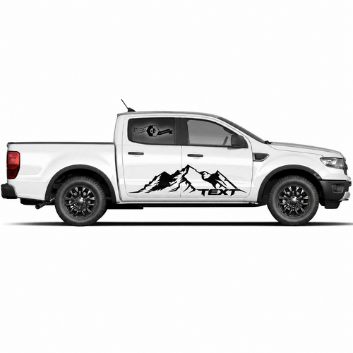 Custom Text Vinyl Mountains Side Door Graphics Decal Sticker Pair for Musclecar truck power truck 2022