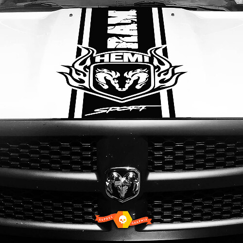 Distressed HEMI Hood Stripe Vinyl Decal Vinyl Stripe for Dodge Ram
