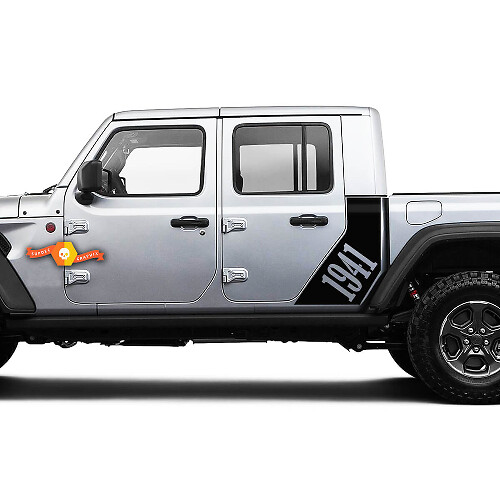 Jeep Gladiator Side 1941 World War Sticker Decal Factory Style C Body Vinyl Graphic Stripes Kit 2018-2021
