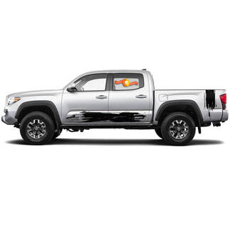 2 Tacoma Toyota Side Bed Doors Rocker Panel stripes Stickers TRD Splatter Destroyed WRAP Vinyl Stickers Decal Kit for Toyota Tacoma
