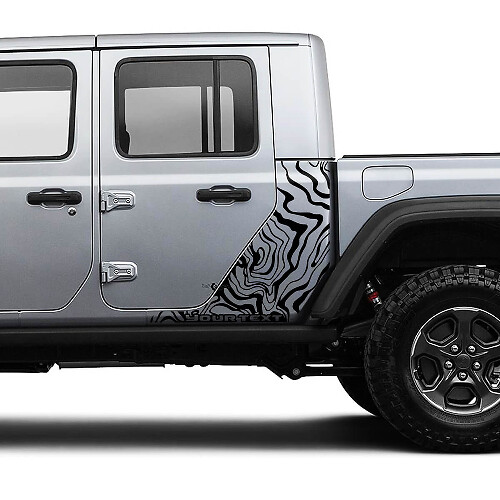 Jeep Gladiator Side Contour Map Body Vinyl Graphic Stripes Kit 2018-2021
