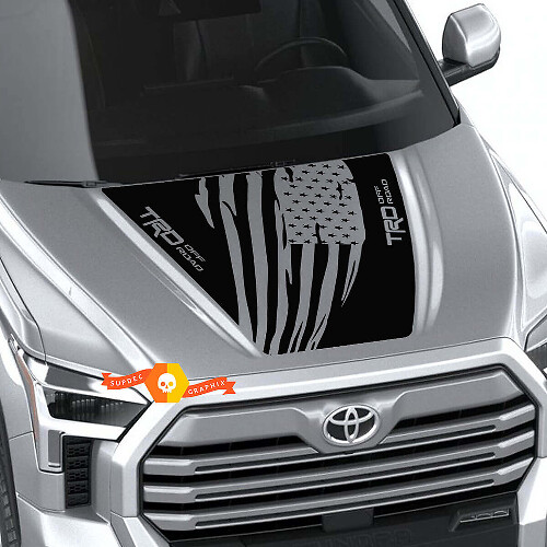 Distressed USA Flag Hood Wrap Vinyl Decal for Toyota Tundra 2022