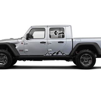 Pair Jeep Gladiator Rocker Panel Doors Mountains  2019 2020 2021 For Both Sides Vinyl Graphics Decal Sticker
