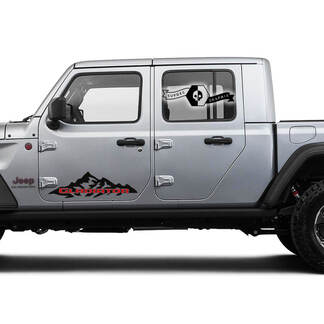 Pair Jeep Gladiator Door Mountains Two Colors Vinyl Graphics Decal Sticker
