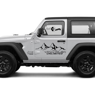 2 New JEEP Wrangler Unlimited Door Decal Sticker 4x4 off-road Mountains side Graphics Decal Sticker
