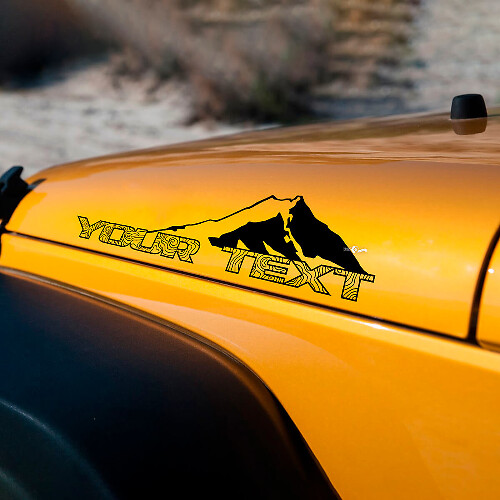 2 New JEEP Wrangler Hood Mountains Topographic Map side Invert Graphics Decal Sticker
