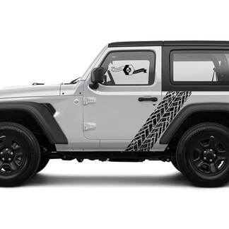 2 New JEEP Wrangler Stripe with Destroyed Tire Track Door side Graphics Decal Sticker
