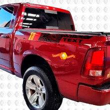 Topographic Stripes & Custom Text Bedside Vinyl Decal Sticker for Dodge Ram 1500_2