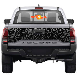 Tailgate Topographic Map Rear Decal For Toyota Tacoma Third generation 2015-2022 SupDec 2
