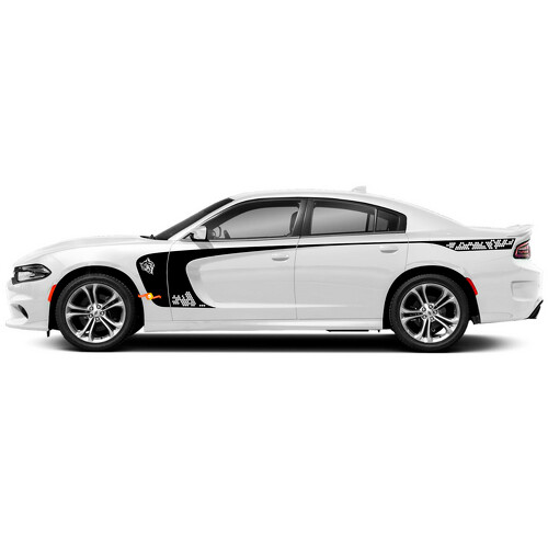 Wildcat and Honeycomb Stripes Side Vinyl Decal Sticker for Dodge Charger 2015-2022