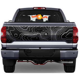 Tailgate Topographic Map Rear Decal For Toyota Tacoma Third generation 2015-2022 SupDec 1
