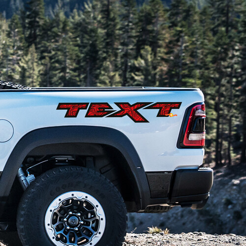 Custom Text Topographic Style Bedside Vinyl Decal Set for Dodge Ram Rebel 1500 TRX