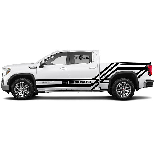 2x Side Stripes Decal For 1500 GMC Sierra Rocker Panel Bed Side SPLASH Vinyl Stickers Decal Graphic Kit
