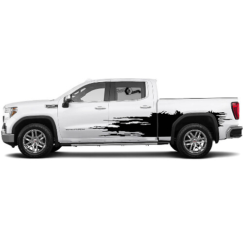 2x Side Stripes Decal For 1500 GMC Sierra Wrap Mud Bed Side SPLASH Vinyl Stickers Decal Graphic Kit
