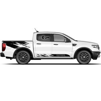 2x New Ford F150 Raptor 2022 Destroyed Doors Side Bed Rocker Panel Graphics Decal Sticker kit
