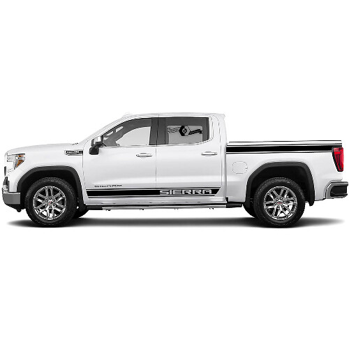 New Pair Side Stripes for 1500 GMC Sierra doors Rocker Panel and Bed Vinyl Stickers Decal Graphic kit
