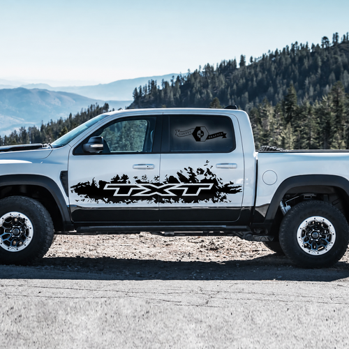 TXT Door Splatter Pair Door Vinyl Decal Sticker for RAM 1500 Rebel, TRX 2022-2026