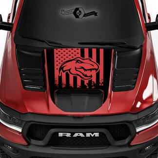Dodge Ram Rebel 2022+   2023+ 1500 TRX T-Rex Hood Flag USA Destroyed TRX Truck Vinyl Decal Graphic
