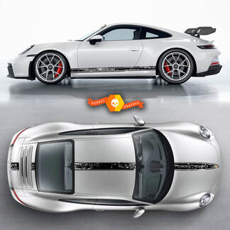 2 Porsche 911 Porsche Carrera Rocker Panel Hood Roof Side Stripes Doors Kit Decal Sticker
