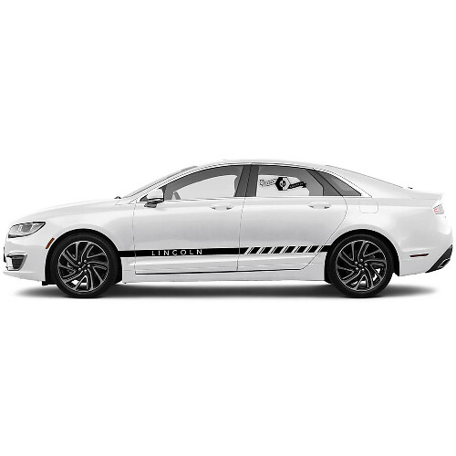 2 x 2020 Lincoln MKZ Doors Stripes Rocker Panel Side Lines Logo Vinyl Decals Graphics Sticker
