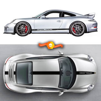 Pair Porsche 911 Porsche Carrera Rocker Panel Hood Roof Side Stripes Doors Kits Decal Sticker
