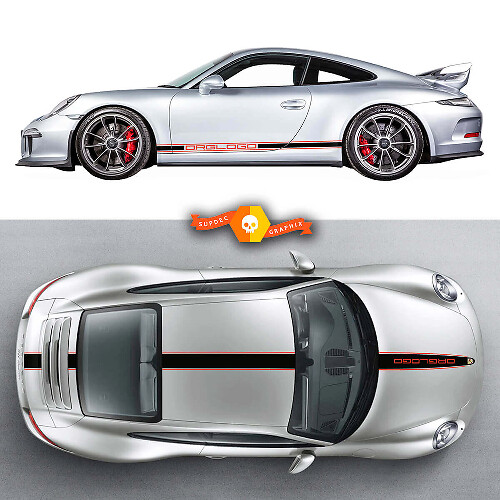 Racing Stripes Side Bonnet Roof Boot Vinyl Decal Sticker For Porsche 911 Porsche Carrera