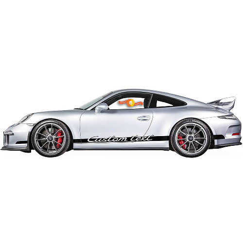 Pair Porsche Stickers  Porsche 911 Carrera Custom Text Door Side Decal Sticker
