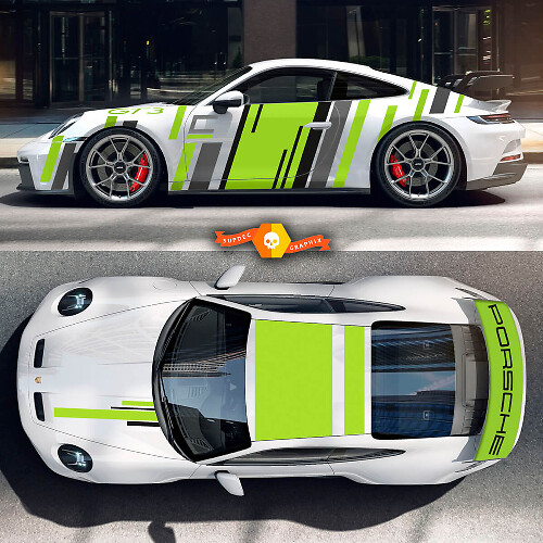 3 Colours Porsche 991 GT3 Stickers Kit Hood Roof Tail Spoiler Wrap Full Body Stripes Decal Sticker
