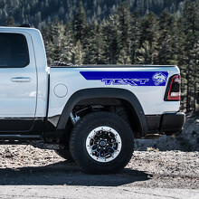 T-Rex Head Stripe Custom Text Bedside Vinyl Decal Sticker for RAM 1500 Rebel, TRX 2019-2026_2