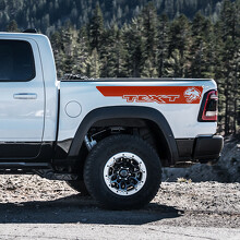 T-Rex Head Stripe Custom Text Bedside Vinyl Decal Sticker for RAM 1500 Rebel, TRX 2019-2026_3