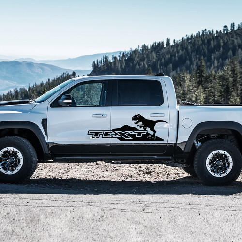 2X Dinosaurs T-Rex Mountains Side Doors Truck Graphics Vinyl Decal Sticker for Dodge Ram Rebel 1500 TRX
