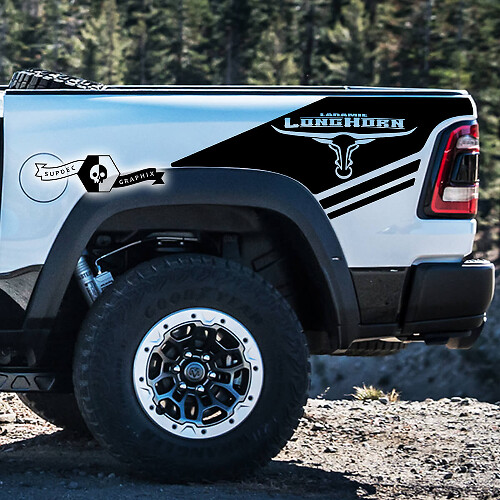Longhorn Laramie Bedside Stripe Vinyl Decals for Ram 1500 TRX