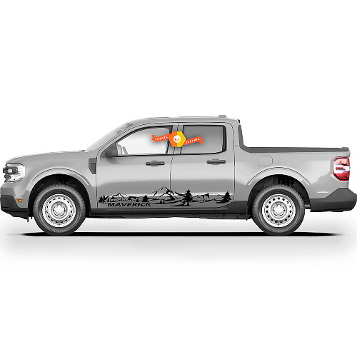 Pair FORD MAVERICK 2022 FX4 Graphics Decals Rocker Panel Mountain Forest Trees Maverick Stickers

