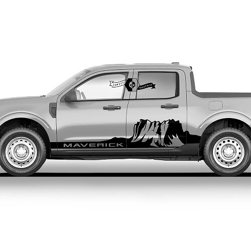 Pair Ford Maverick 2022 FX4 Graphics Decals Rocker Panel Mountain The Monument Valley Maverick Stickers
