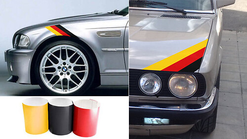 German Flag Style Stripes Hood Front Fender Vinyl Decal Sticker for BMW M3