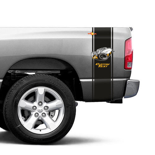 Rumble Bee Style Stripes Bedside Vinyl Decal Sticker for Dodge Ram 1500